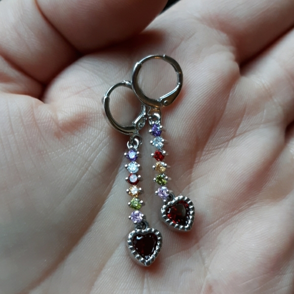 Rainbow Heart Earrings - Picture 2 of 2